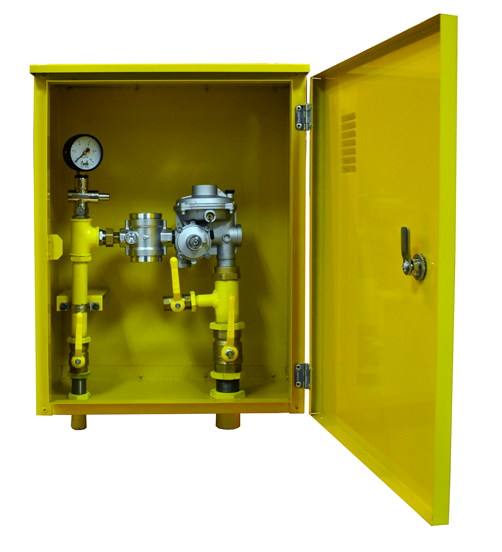 Пункты шкафные с бытовыми регуляторами давления газа (домовые газорегуляторные шкафные пункты)